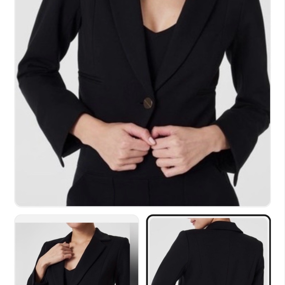 SPANX Ponte Cropped Black Blazer